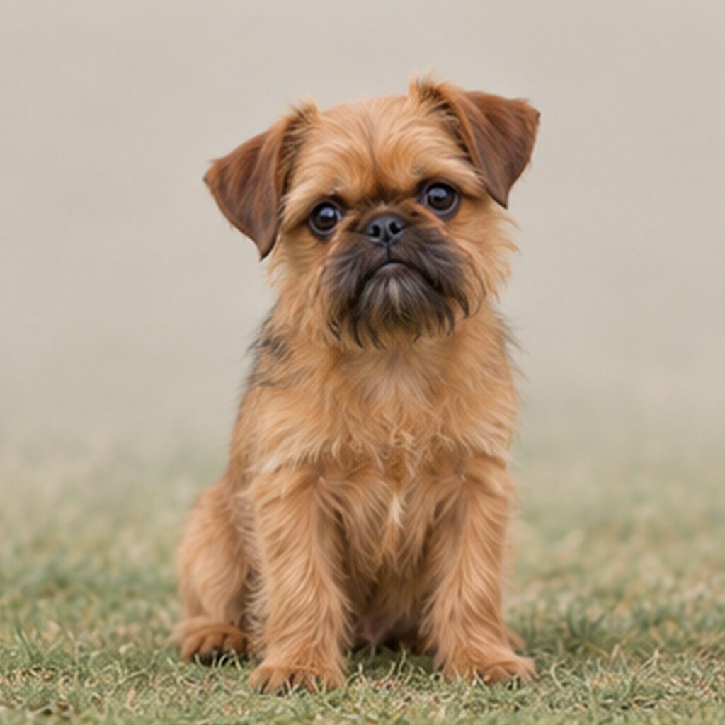 Small, fluffy dog with a wiry coat, big expressive eyes, and a playful stance