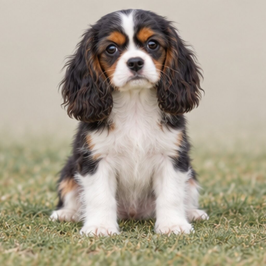 Fluffy, medium-sized dog with a golden and black coat, sitting attentively
