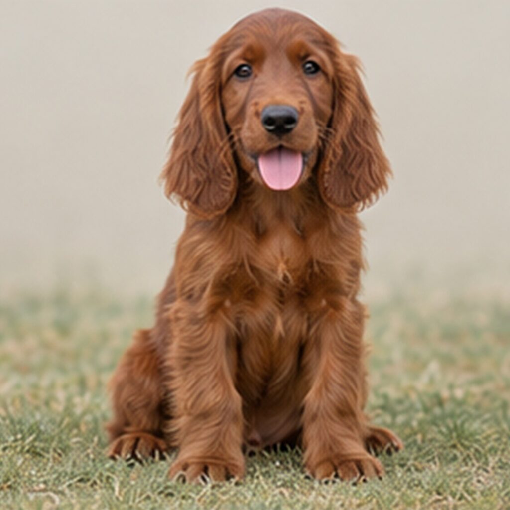 Elegant Irish Setter with shiny, flowing red coat and alert posture