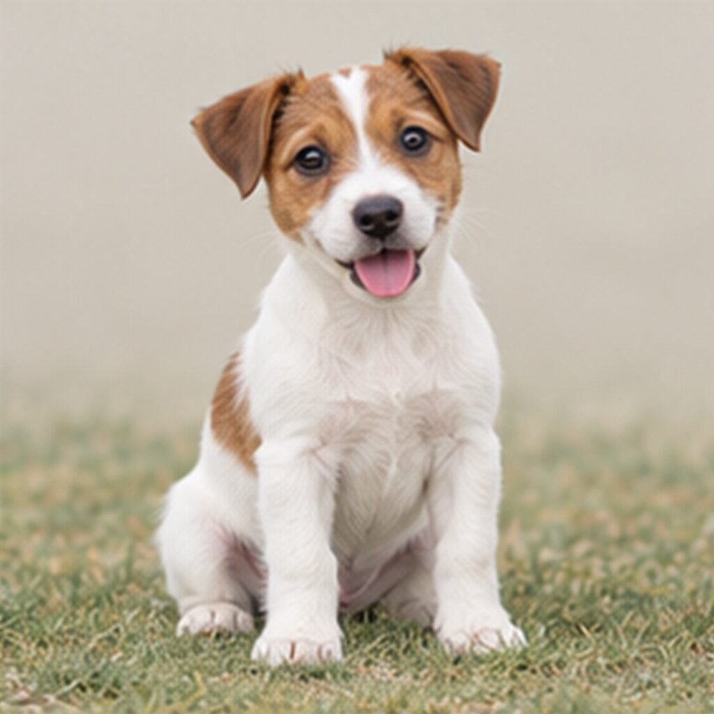 Small, energetic dog with a predominantly white coat and brown markings