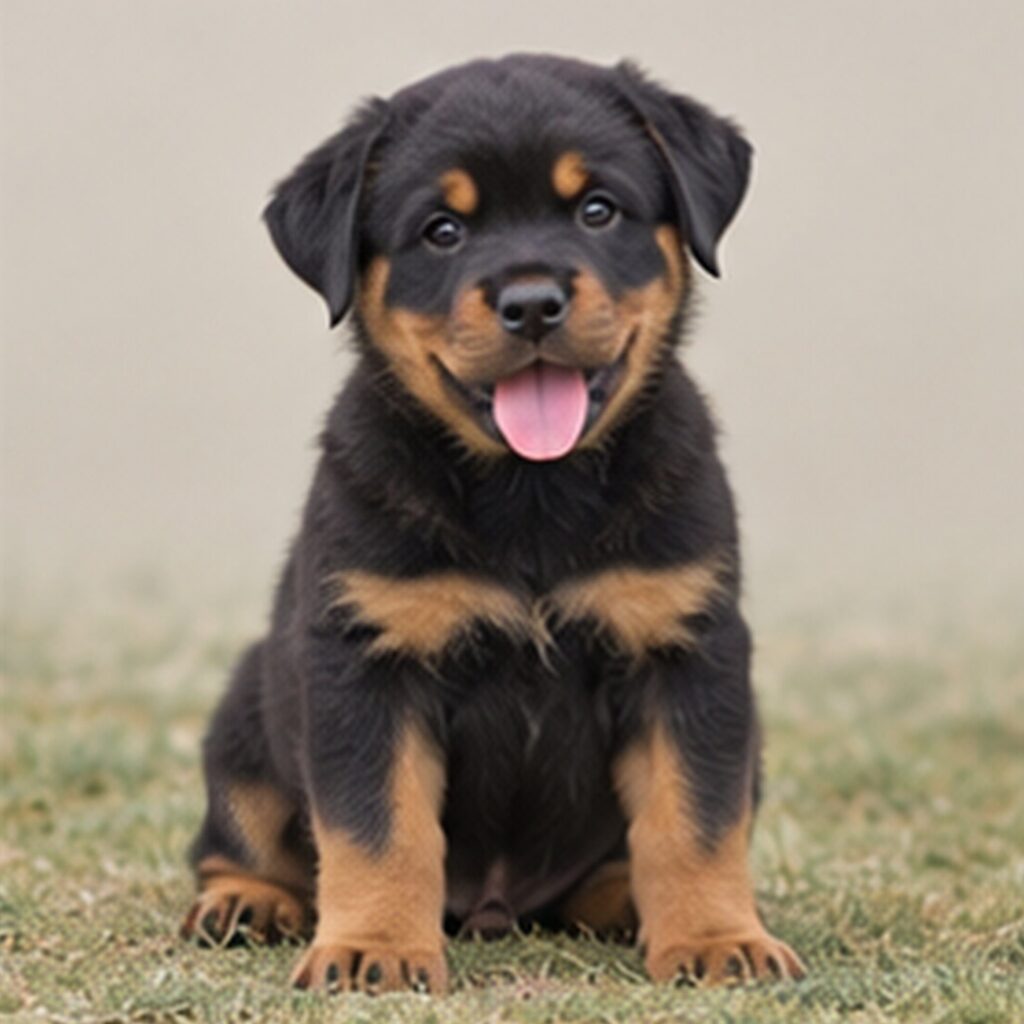 Strong Rottweiler with a sleek black and tan coat, standing proudly