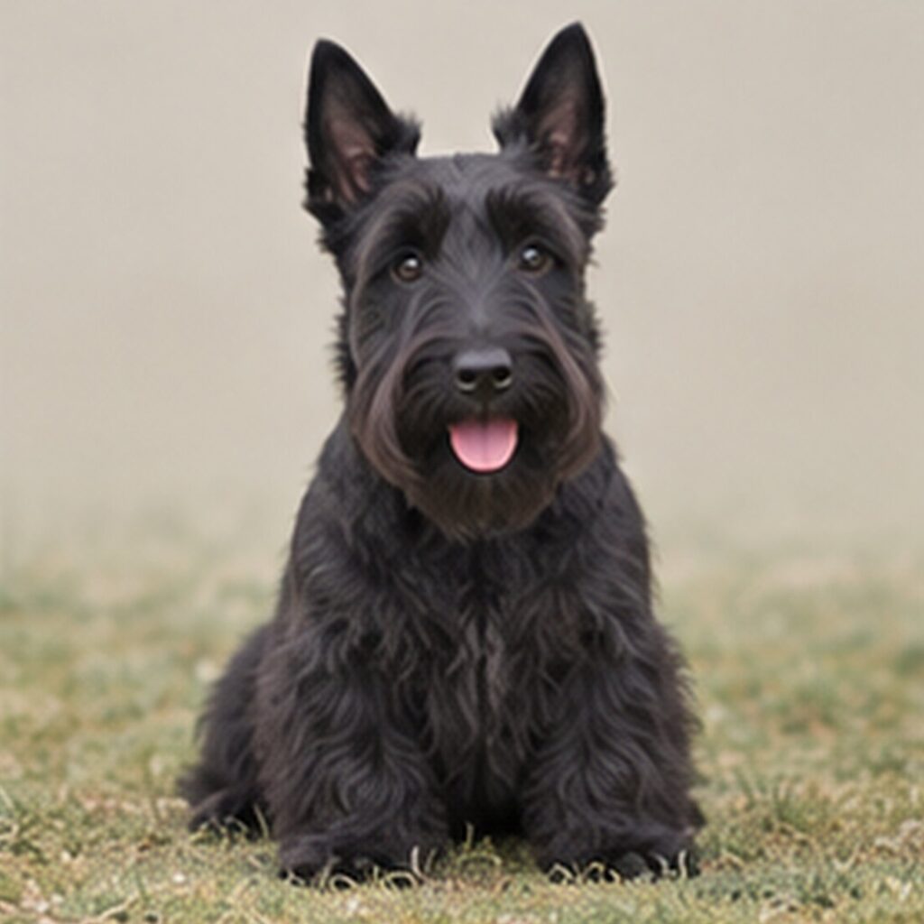 Short, wiry black coat, standing alert with a dignified posture