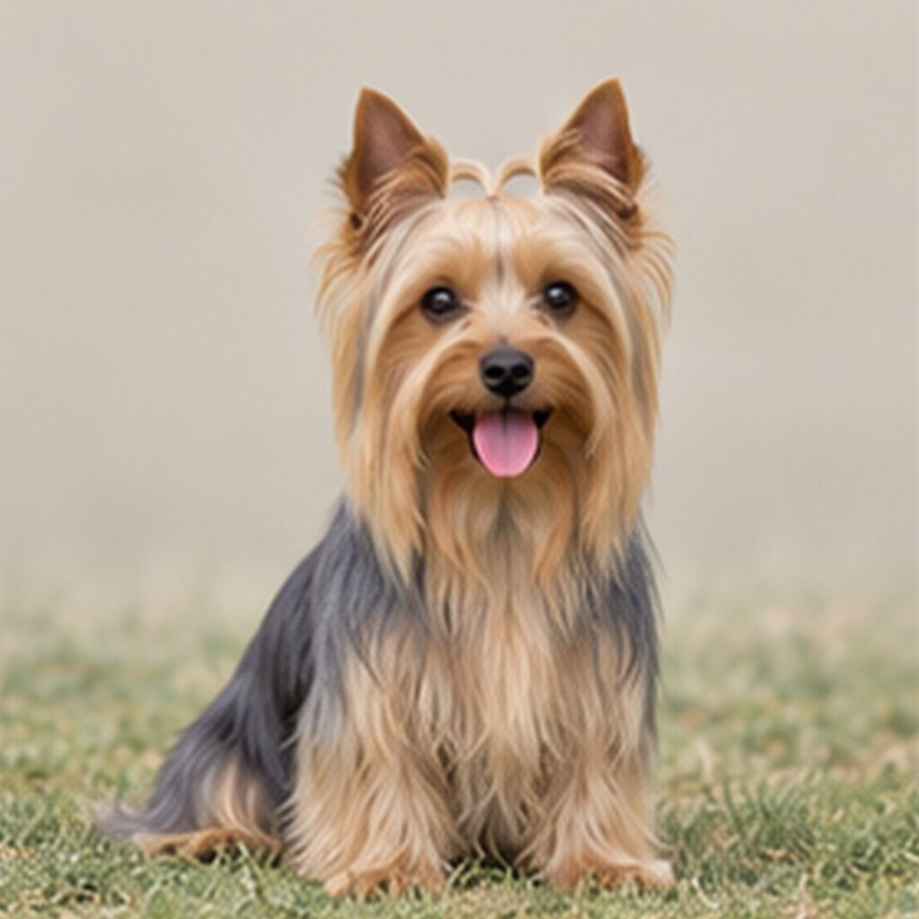 A small, elegant dog with a long, silky coat standing alert